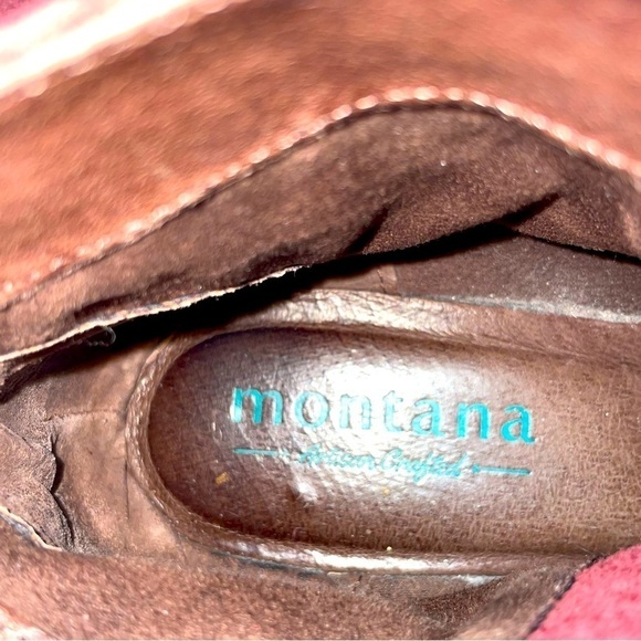 Montana Artisan-Crafted Burgundy Leather/Suede Ankle Booties – Size 6.5 - Picture 8 of 9
